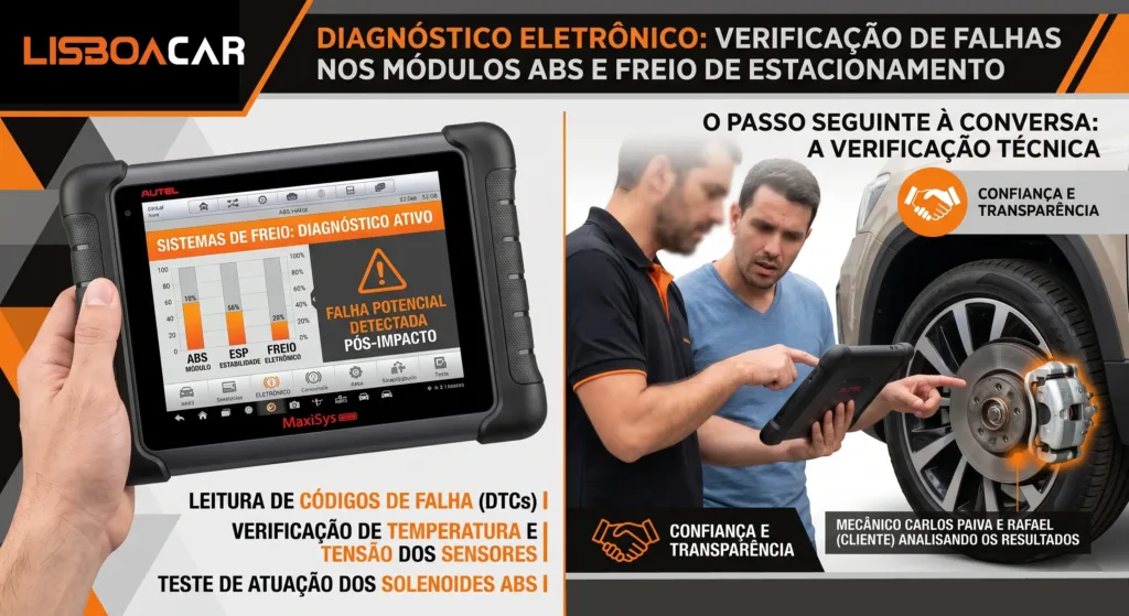 DIAGNÓSTICO ELETRÔNICO VERIFICAÇÃO DE FALHAS NOS MÓDULOS ABS E FREIO DE ESTACIONAMENTO (AUTEL MAXISYS