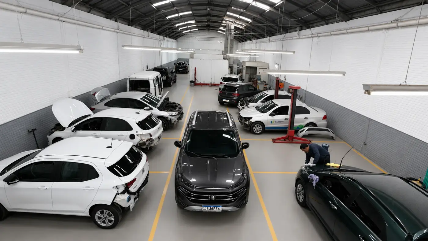 Vista geral da estrutura da Lisboa Car Service no Jardim São Pedro